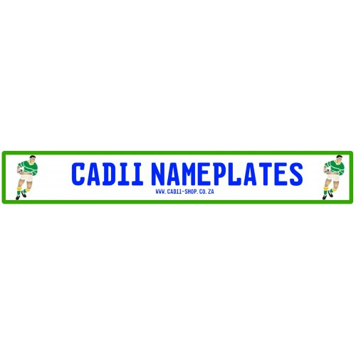 Cadii Custom Name Plate - Rugby Player Green Cadii Custom Name Plate - Rugby Player Green